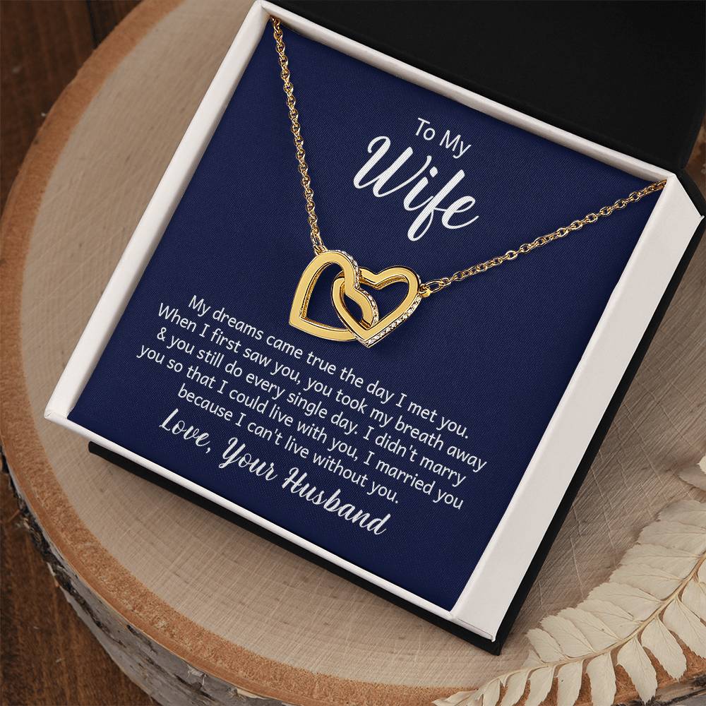 Interlocking Hearts Necklace - For Wife From Husband